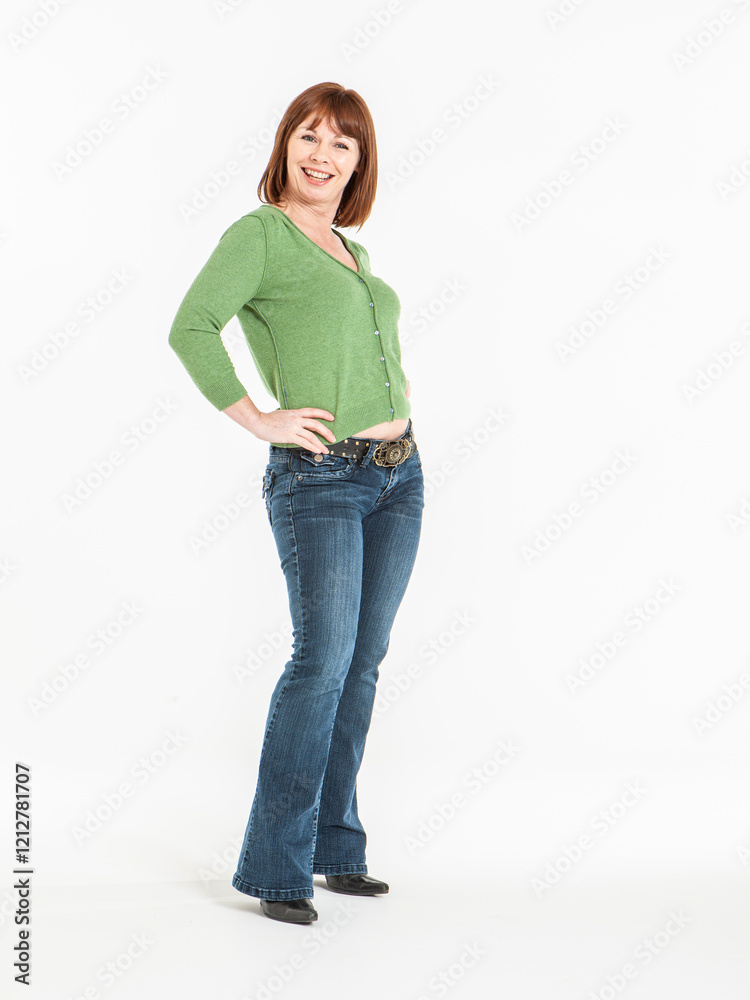 Fototapeta premium A Friendly Face. A friendly smile and body language from a casually dressed mature woman.