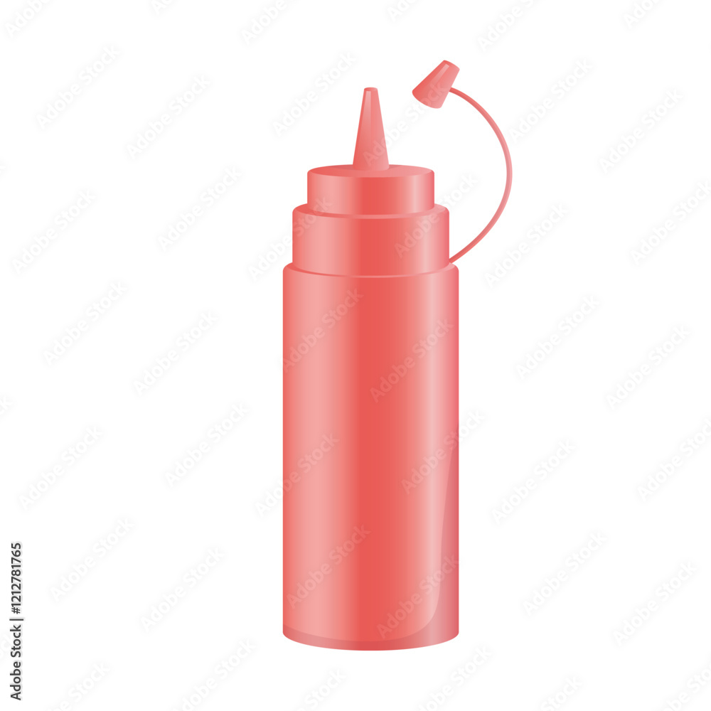 Ketchup bottle in flat design. Fast food condiment in plastic packaging. Vector illustration isolated. Ketchup bottle in flat design. Fast food condiment in plastic packaging. Vector illustration isolated.