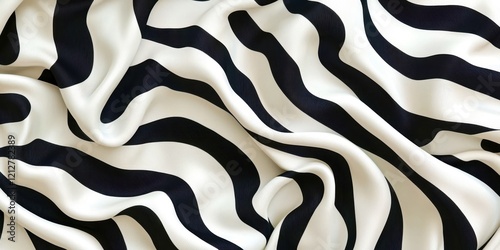 Zebra print fabric with black and white stripes photo