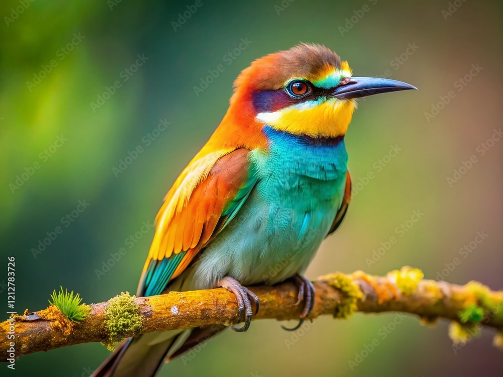 Fototapeta premium AI Bird Portrait on Branch, Wildlife Photography, Detailed Feathered Friend