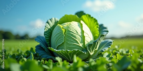 A crisp, green vegetable with tightly packed leaves