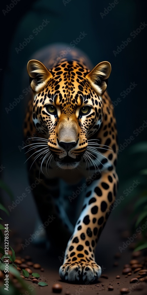 Obraz premium Powerful and majestic, the leopard's golden coat glistens in the sunlight