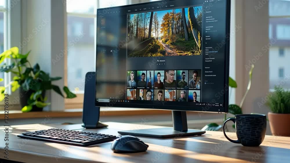 Organized workspace: computer and minimalism
