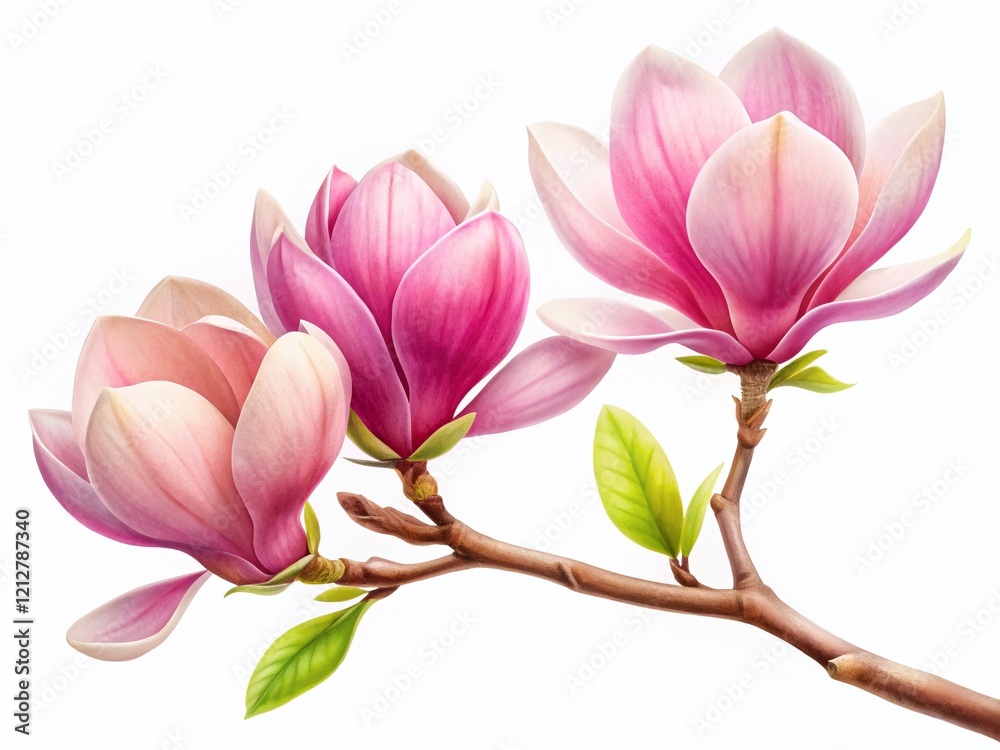 AI Watercolor Magnolia Branch with Copy Space AI Watercolor Magnolia Branch with Copy Space