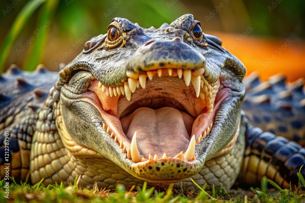 Obraz premium Alligator Open Jaw Sharp Teeth Portrait Photography