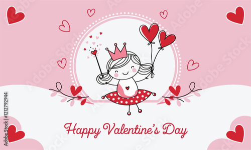 Modern vector illustration of a whimsical Valentine's Day card, easily editable.