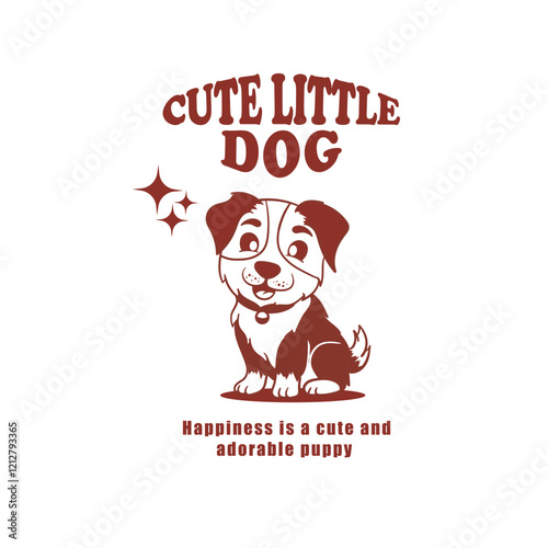 vector illustration of a dog with a vintage retro theme, design for a pet shop logo, isolated on a white background photo