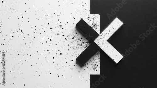 Wallpaper Mural Minimalist Black and White Plus Sign Design with Dotted Texture, Abstract Art, Digital Graphics, Modern Environment, Aesthetic Viewpoint Torontodigital.ca