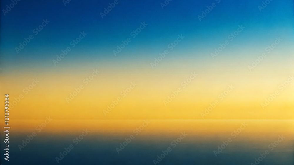 Fototapeta premium A serene gradient of blues and yellows blends harmoniously, evoking the peacefulness of a horizon. The colors transition smoothly, suggesting the meeting of sky and sea at sunrise or sunset.AI