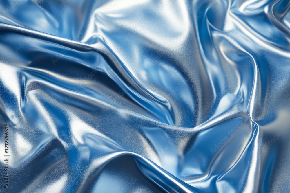 Obraz premium Elegant blue silk fabric creating soft folds and reflecting light, perfect for backgrounds and textures