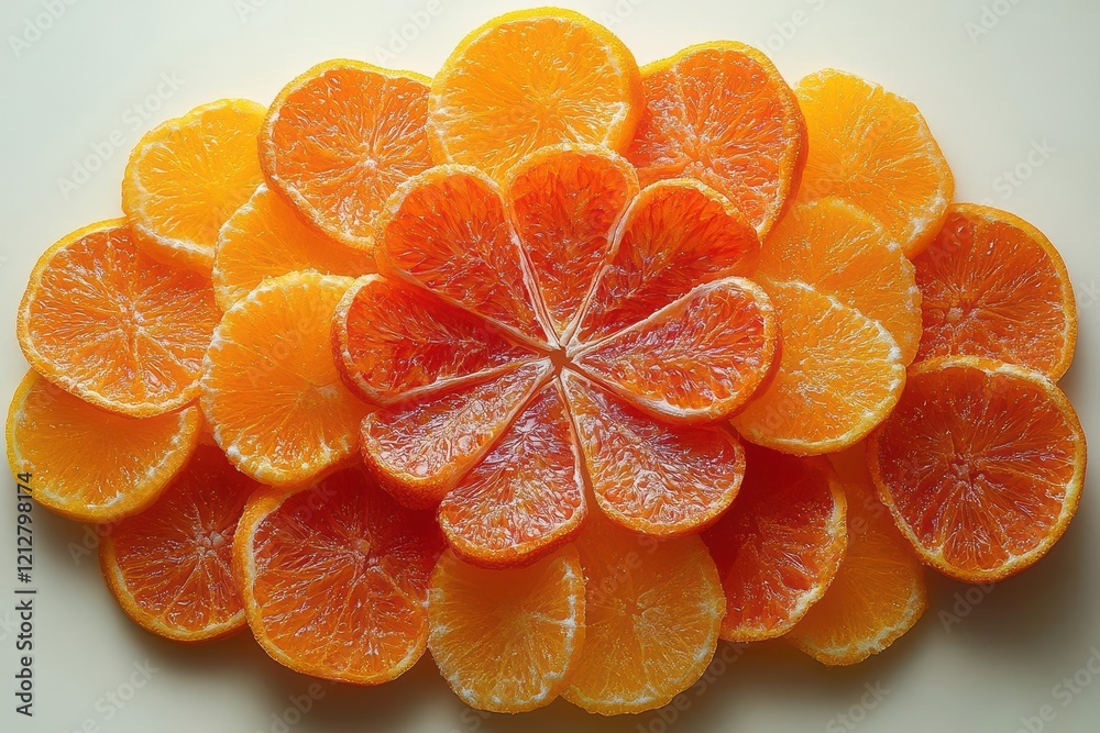 Φωτογραφία vibrant macro photograph of fresh orange citrus slices arranged in geometric man