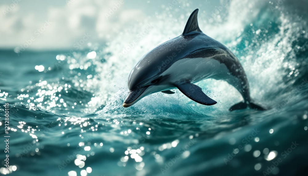 Fototapeta premium Dolphin's Leap: A Majestic Ocean Moment