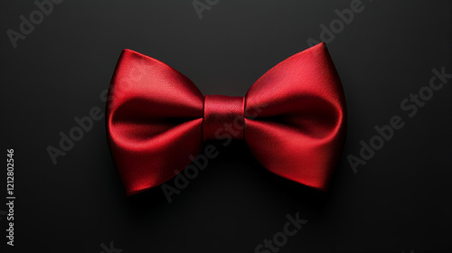 A red bow tie centered on a matte black background