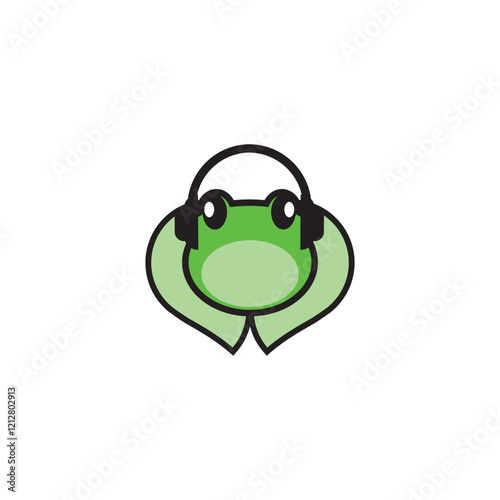 Vector illustration of a musician with a green frog face, ideal for music logos and icons, music players, voice listeners