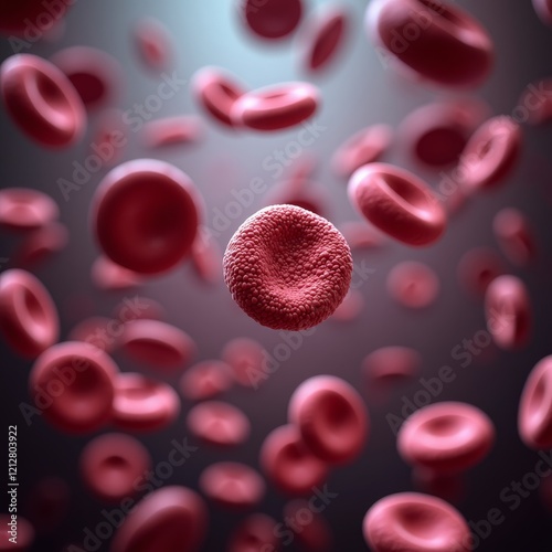 A red blood cell is a disk-shaped cell that contains hemoglobin, which carries oxygen to the body's tissues photo