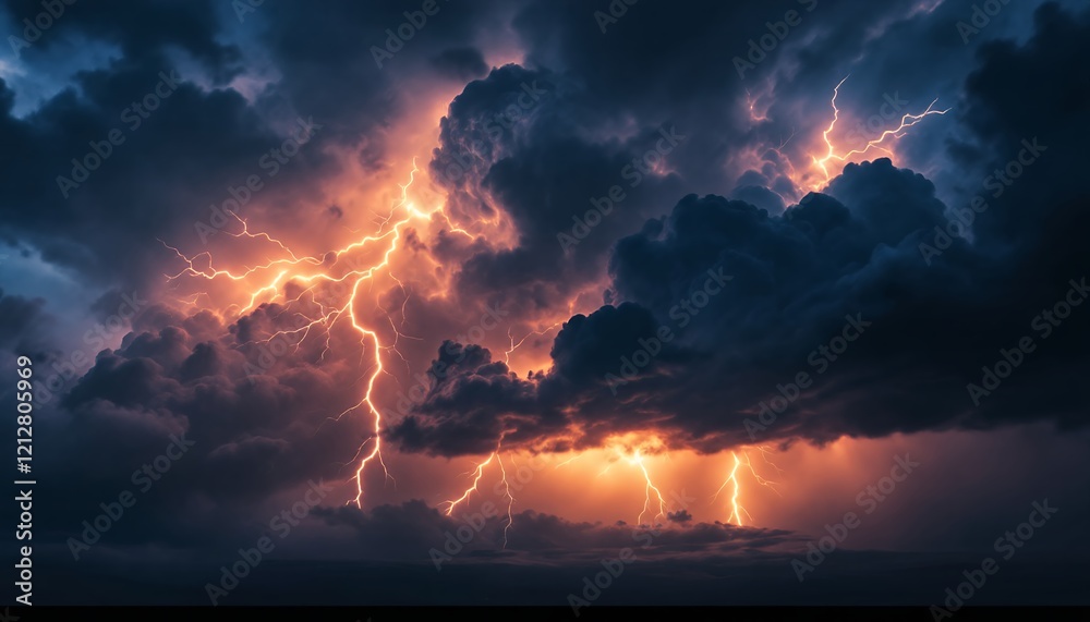 Spectacular Lightning Storm over Dark Clouds Spectacular Lightning Storm over Dark Clouds