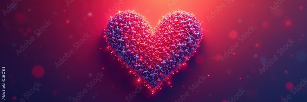 Fototapeta premium Heart shape formed by numerous small hammer clip art icons , DIY, retro