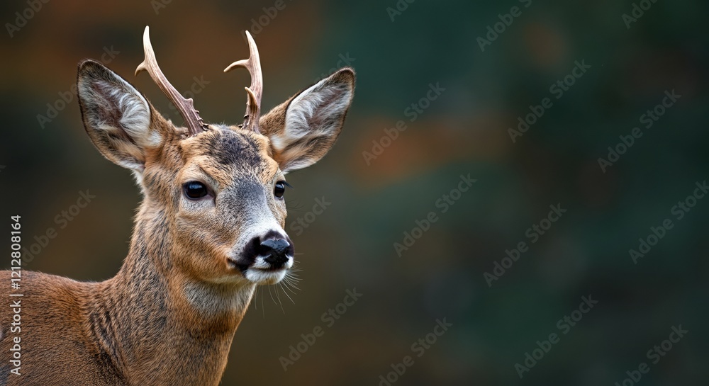 Young deer with antlers standing gracefully in a natural setting Young deer with antlers standing gracefully in a natural setting