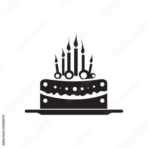 vector of black silhouette of CAKE