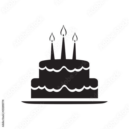 vector of black silhouette of CAKE