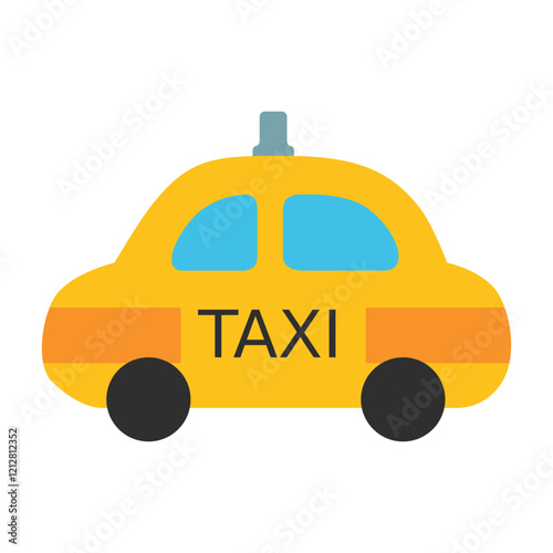 Cartoon Illustration of a Yellow Taxi Car Isolated on White Background, Clipart