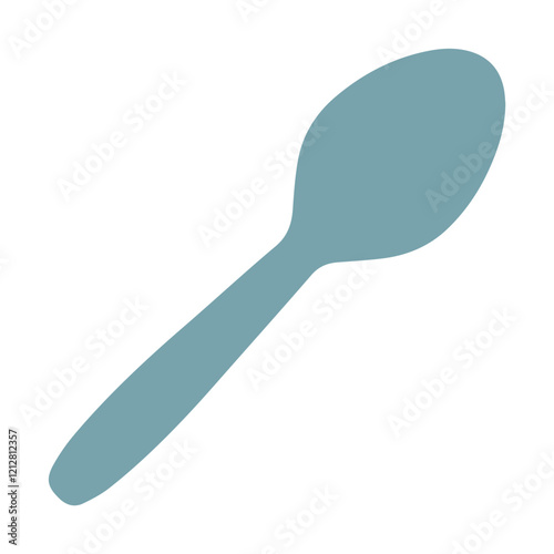 Illustration of a Teal Spoon Isolated on White Background, Clipart