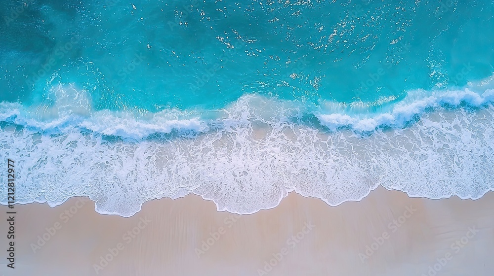 Waves crash on tropical beach aerial view Waves crash on tropical beach aerial view