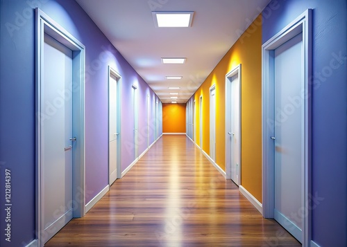 Narrow Hallway  White Walls  Rule of Thirds  AI Photo