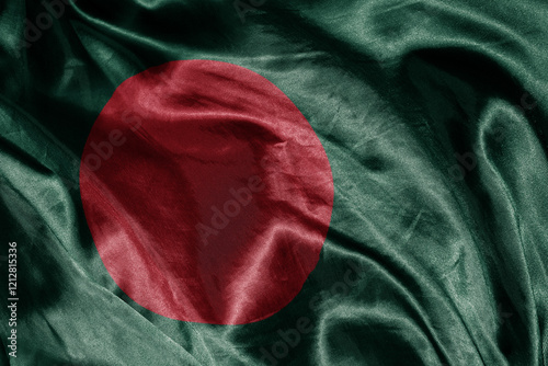 shine waving colorful realistic national flag of bangladesh . photo