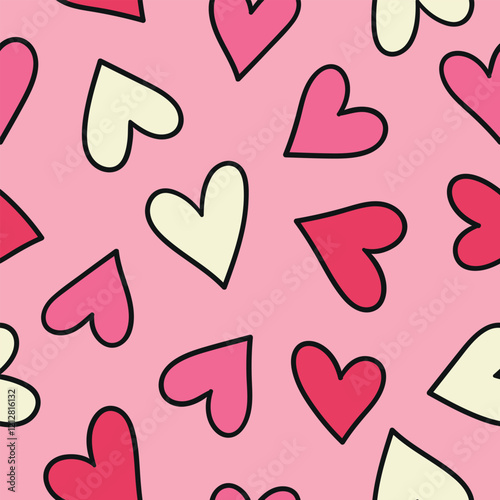 Pink Hearts Pattern Love Background