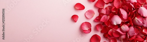 Wallpaper Mural Vibrant red rose petals scattered elegantly on a soft pastel background. Torontodigital.ca