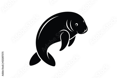 Manatee silhouette, Manatee icon silhouette vector art illustration design  
