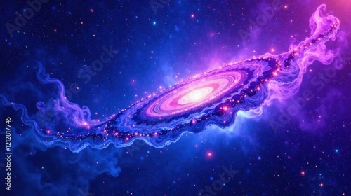 A Cosmic Tapestry Vibrant Nebulae and a Spiraling Galaxy Intertwined in a Celestial Dance of Light and Color