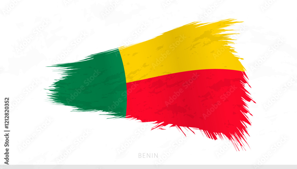Obraz premium Benin National Flag with Textured Brush Strokes.