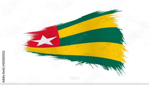 Togo National Flag with Textured Brush Strokes.
