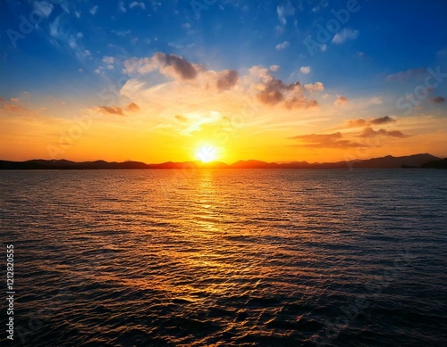 海に夕陽が沈む