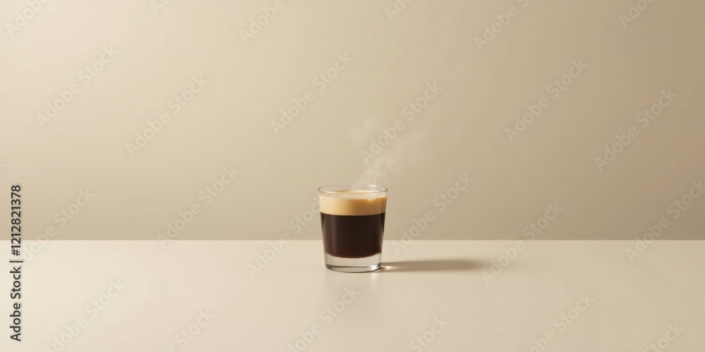 Aromatic Coffee in a Glass on a Neutral Background with Steam Rising Aromatic Coffee in a Glass on a Neutral Background with Steam Rising