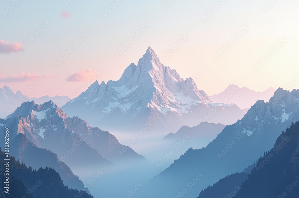 Majestic snow-capped peaks and lush evergreen forests