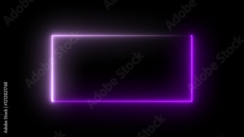 Abstract glowing neon rectangle border frame in the shape rectangle glowing and futuristic energy line Neon abstract red color rectangle shape line animation.