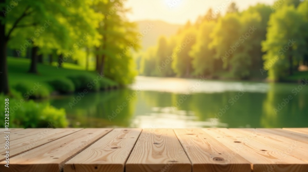 Serene Lakeside Wooden Deck Peaceful Summer Day at a Calm Water's Edge, Perfect for Relaxation and Contemplation Serene Lakeside Wooden Deck Peaceful Summer Day at a Calm Water's Edge, Perfect for Relaxation and Contemplation