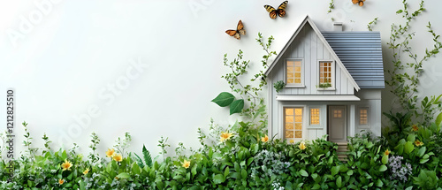 Spring House, Garden, White, Butterflies photo