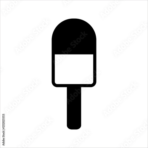 PrintIce cream big ball in wafer cone. vanilla, chocolate, sweet dessert sign. single fruit yogurt icecream black line icon. Close vector illustration isolated on white