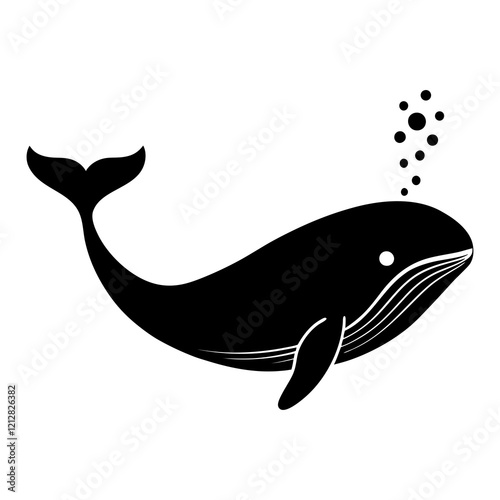 whale blowing water spout on white