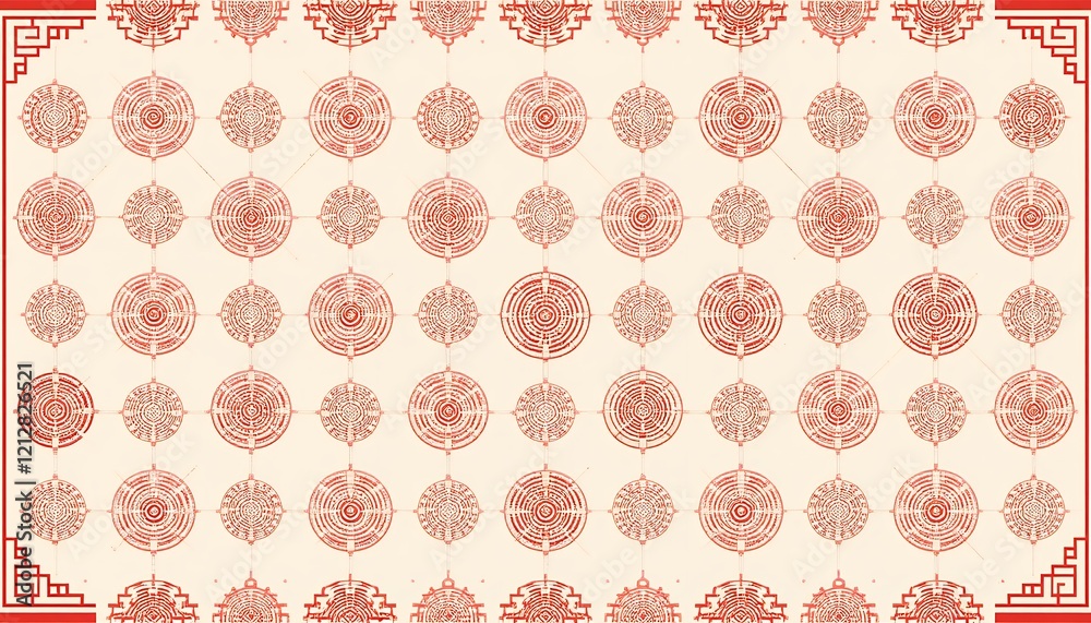 Red Chinese Mandala Pattern Background Texture Red Chinese Mandala Pattern Background Texture