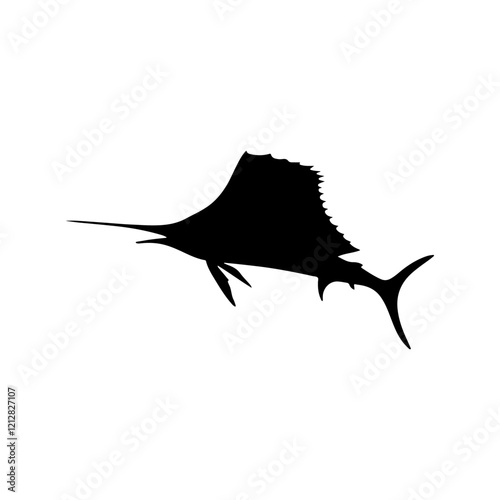 Pacific sailfish silhouette vector flat illustration design.