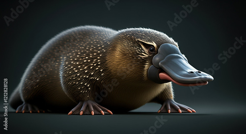 Realistic illustration of a platypus showcasing its unique features photo