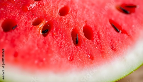 a slice of watermelon with seeds on it