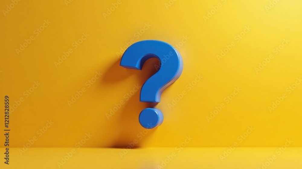 A bold blue question mark stands against a vibrant yellow backdrop, symbolizing inquiry, curiosity, and the search for answers. A bold blue question mark stands against a vibrant yellow backdrop, symbolizing inquiry, curiosity, and the search for answers.