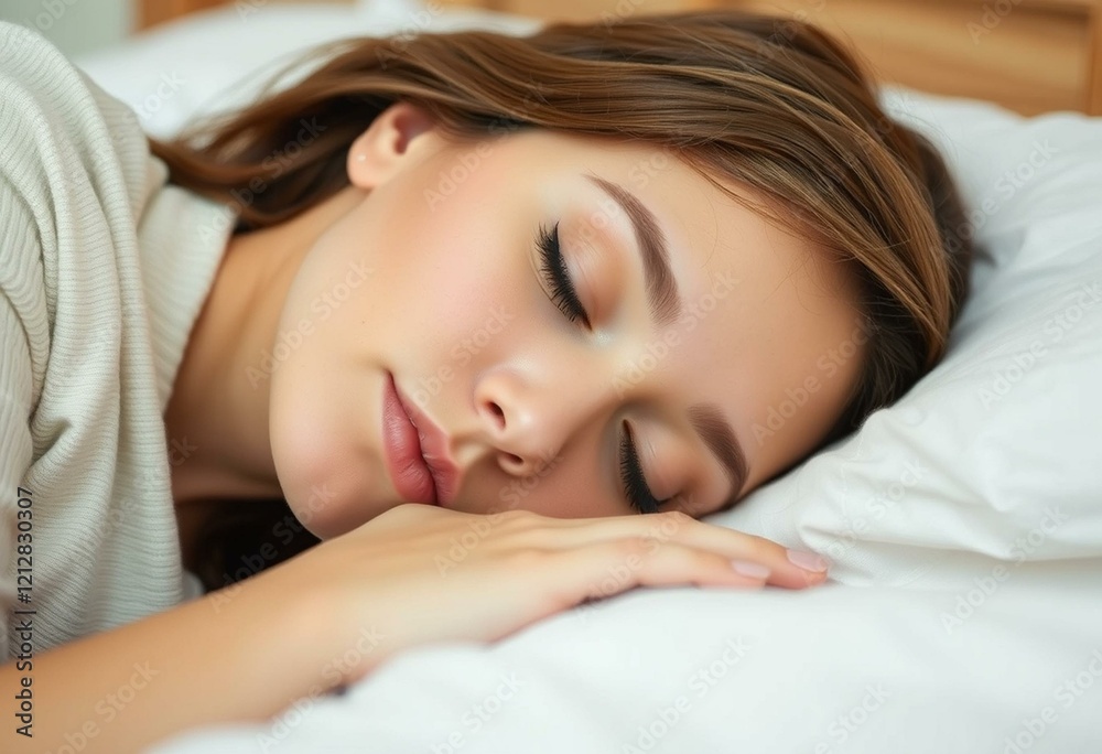 Portrait of a sleeping female person with a calm expression Portrait of a sleeping female person with a calm expression