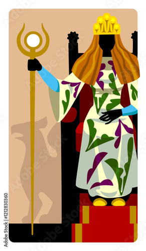 Bild auf Leinwand The Empress character of Tarot playing card in modern cartoon minimalism flat style